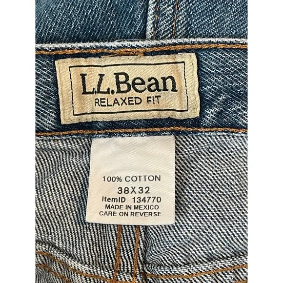 00552 - LLBean Mens Relaxed Fit‎ Jeans Classic Blue Denim Size 38x32 100% cotton - Picture 3 of 11